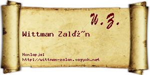 Wittman Zalán névjegykártya